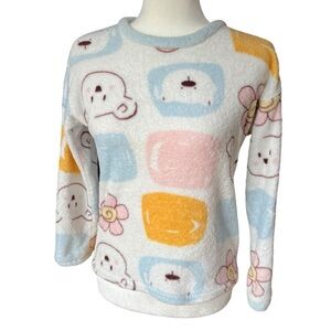 Women’s Kidcore Fleece Sweatshirt, Bear, Flower, & Color block design, size M.​​